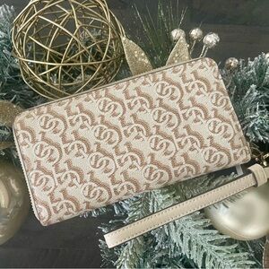 Coach Beige Monogram Wristlet